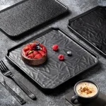 پلیت ( بشقاب) مربع طرح برگ ملامین ۲۲ سانت  کد m7006